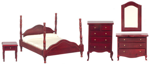 Mahogany Cannonball Bedroom Set, 5pc