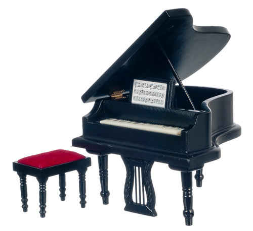 Piano With Stool, Black