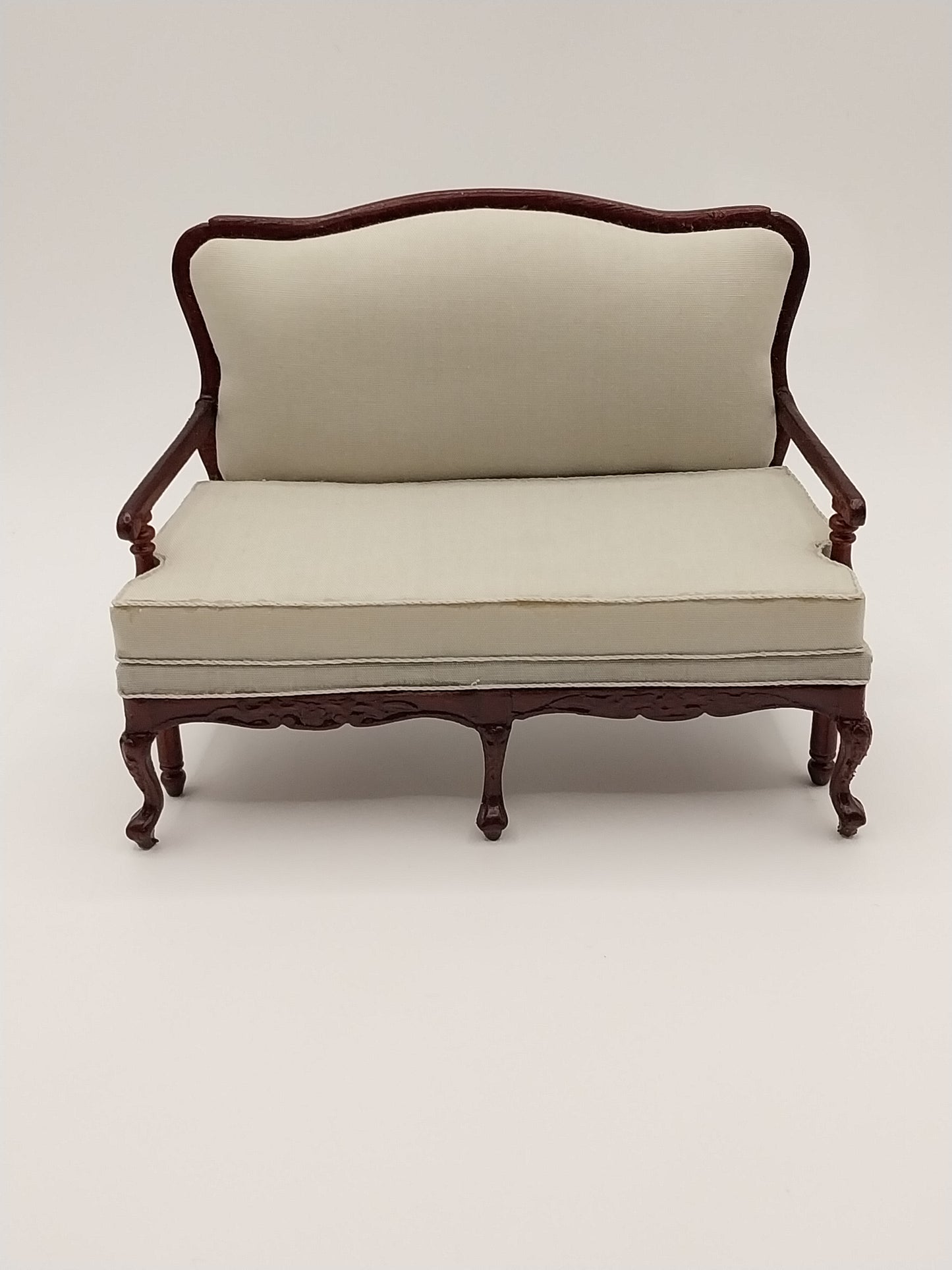 CBB253, Carved Loveseat, Mahogany, Mint Green