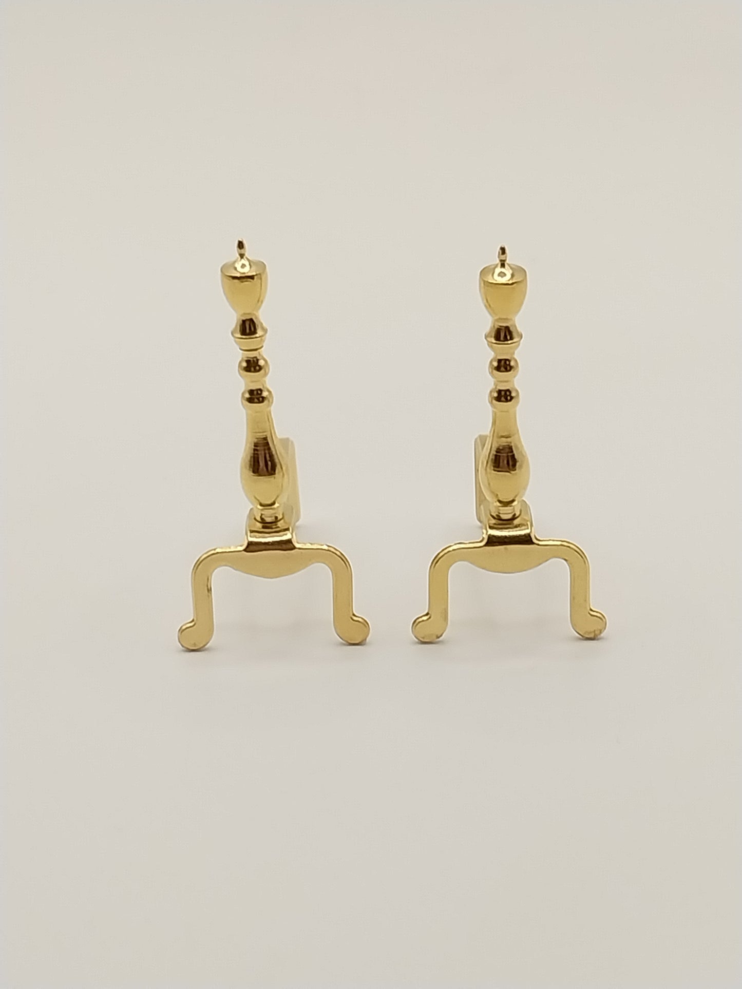 CBB640, Brass Andirons, Pair