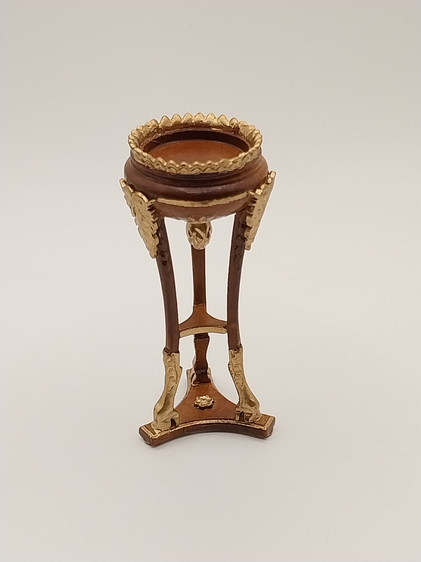 Fern or Plant Stand, Walnut & Gold