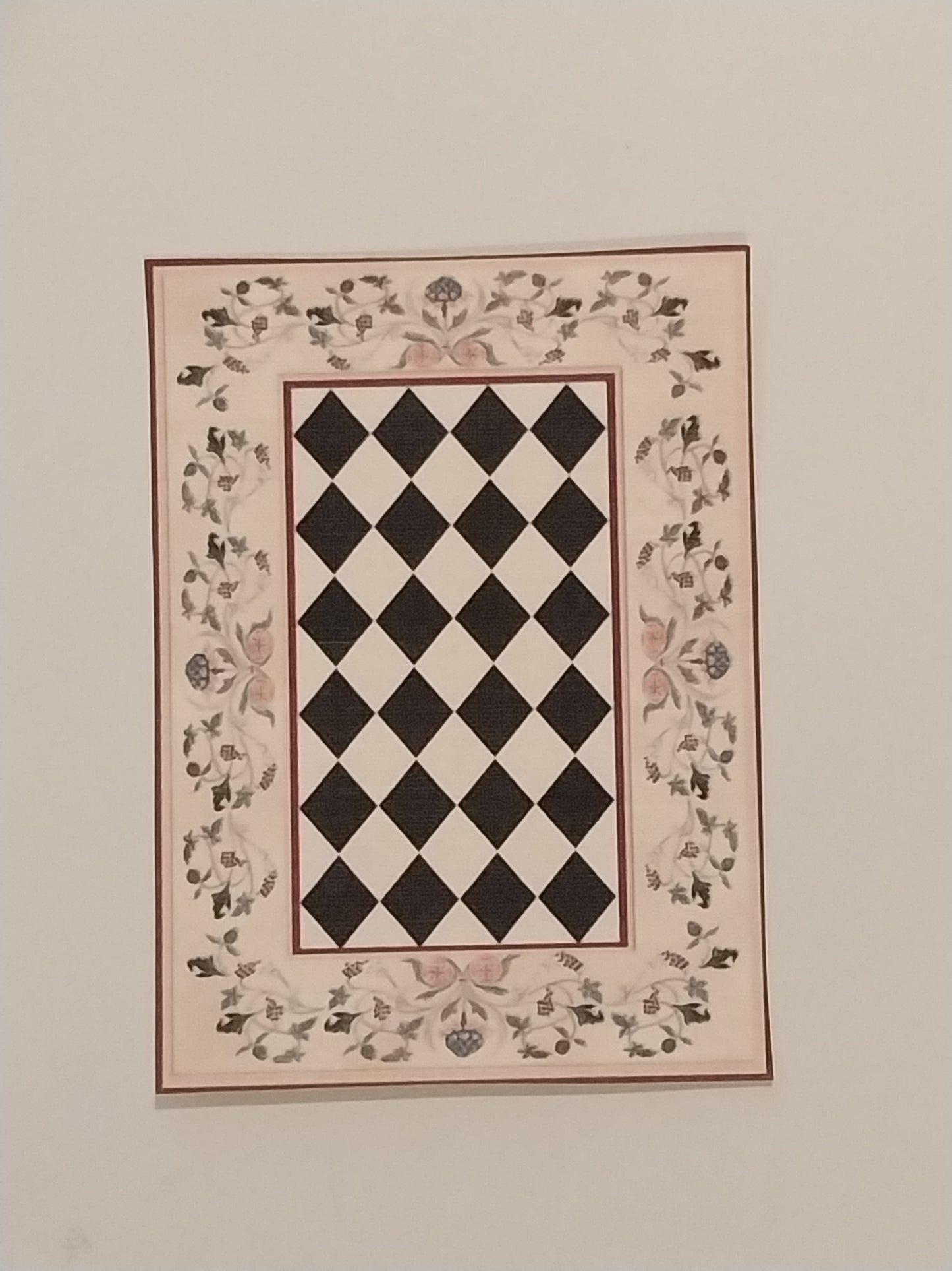 CRH912, Floor Cloth, Diamond With Floral Border