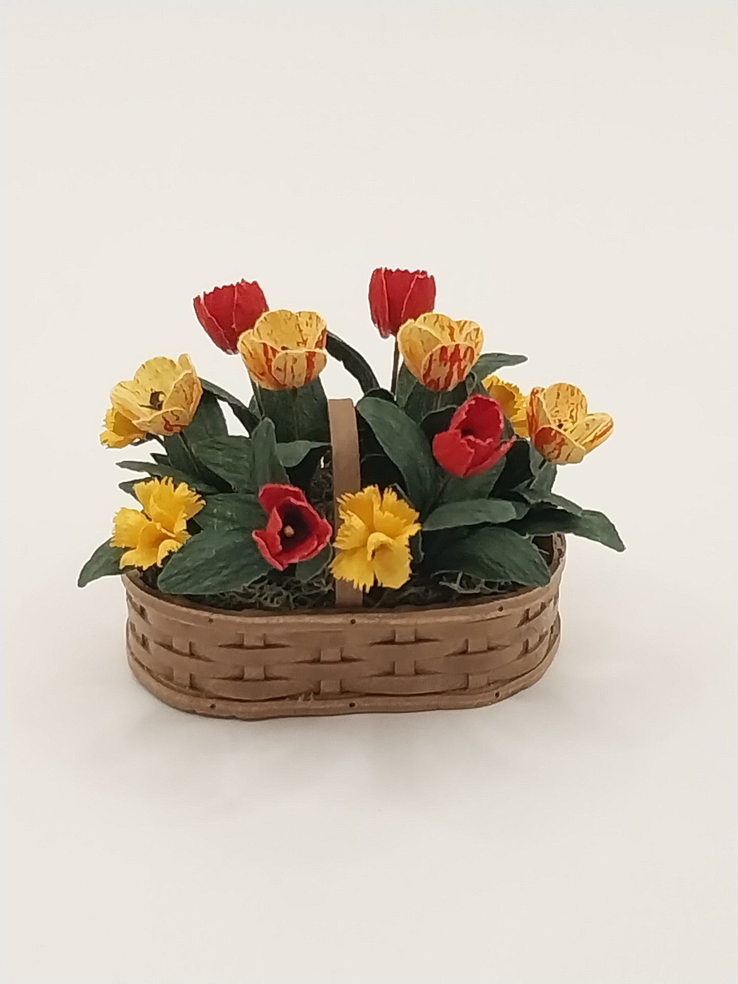 Tulips & Sweet William in Floral Arrangement In Basket