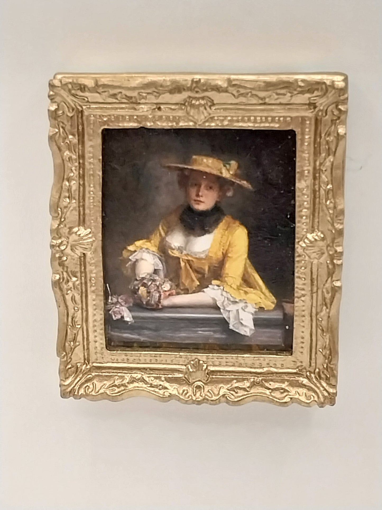 French Gold Framed Print, Lady In Yellow