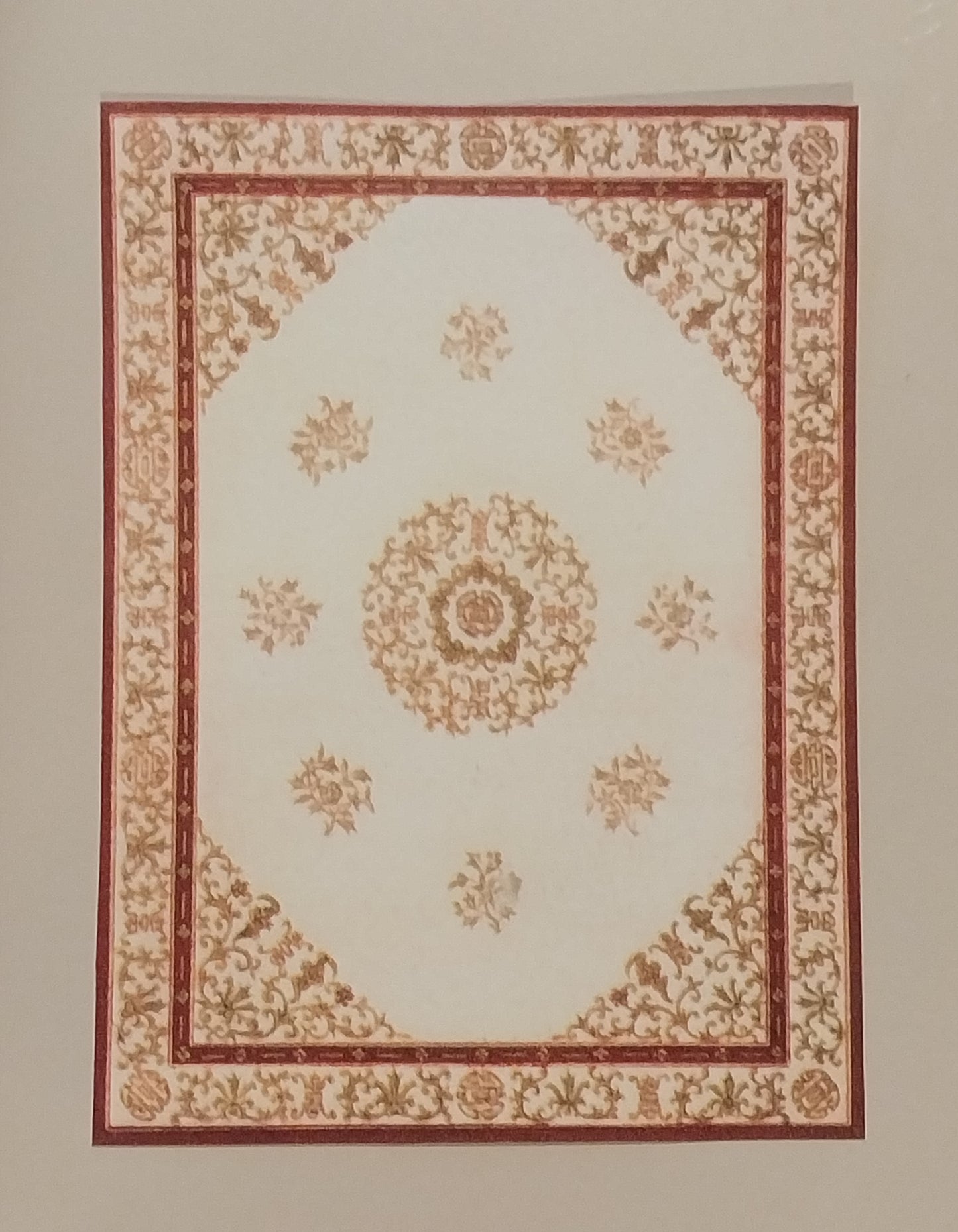 Rug #441, Oriental Style, Cream & Rust