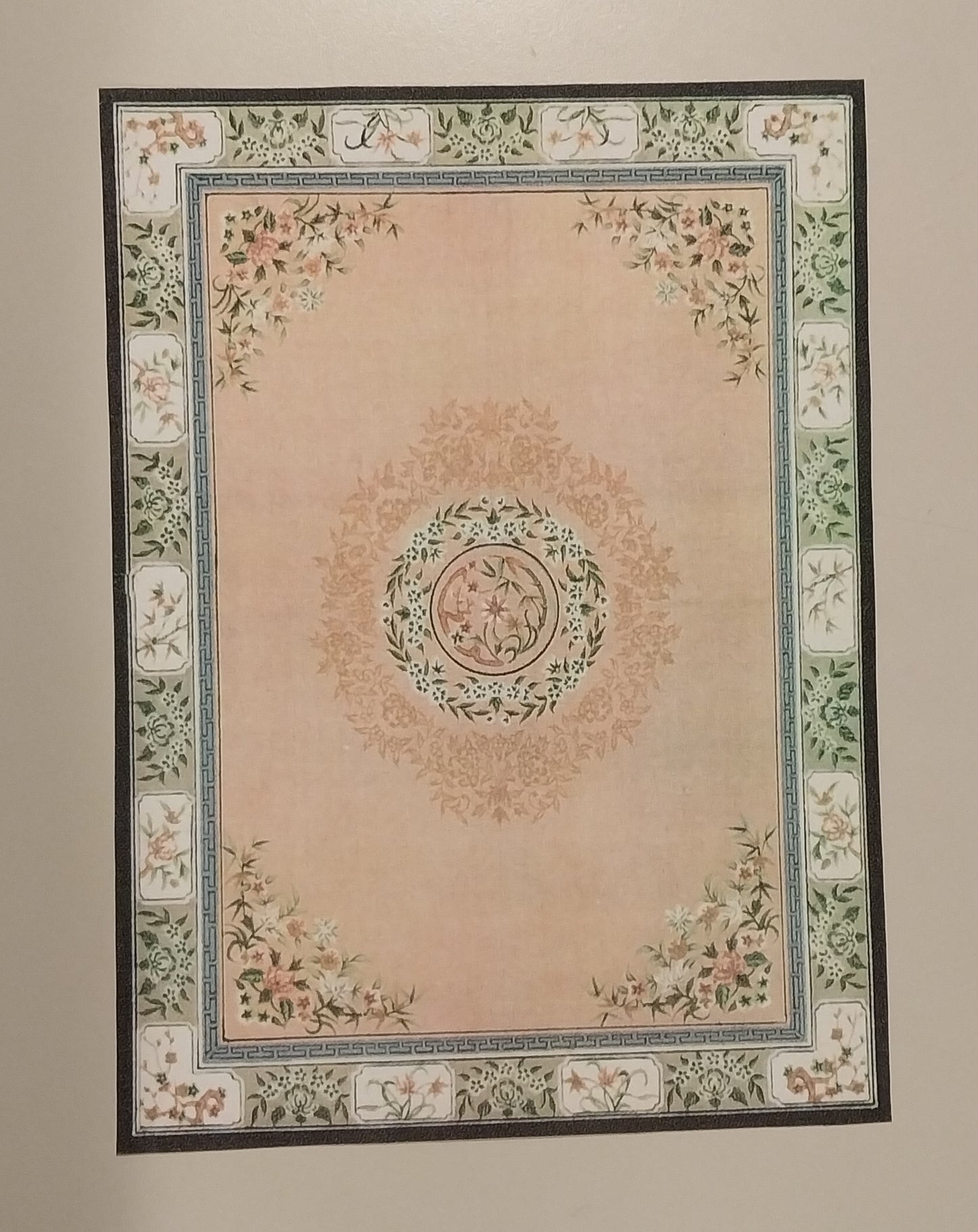 Rug #233, Modern Style, Green & Tan