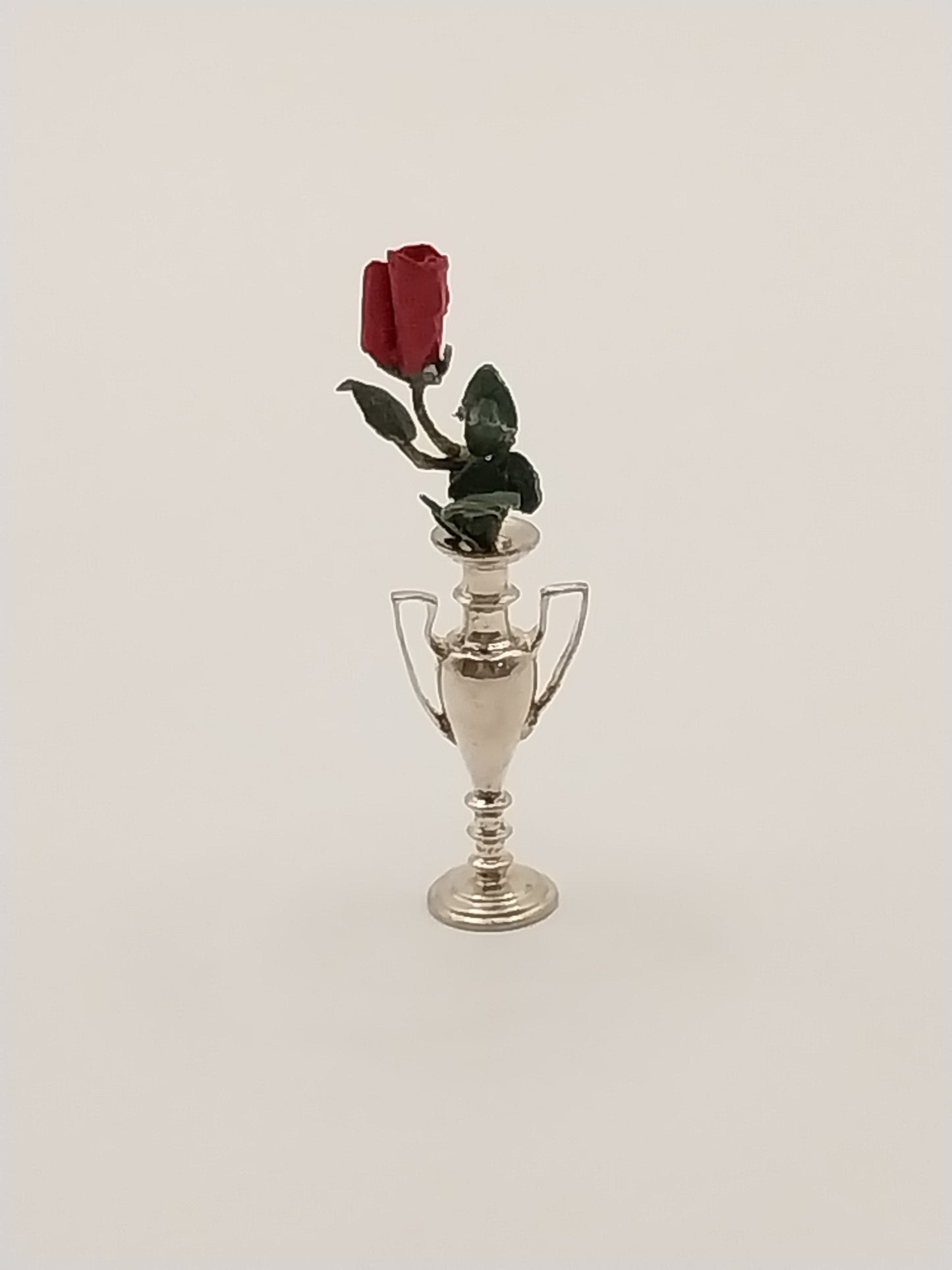 Sterling Silver Vase With Red Rose