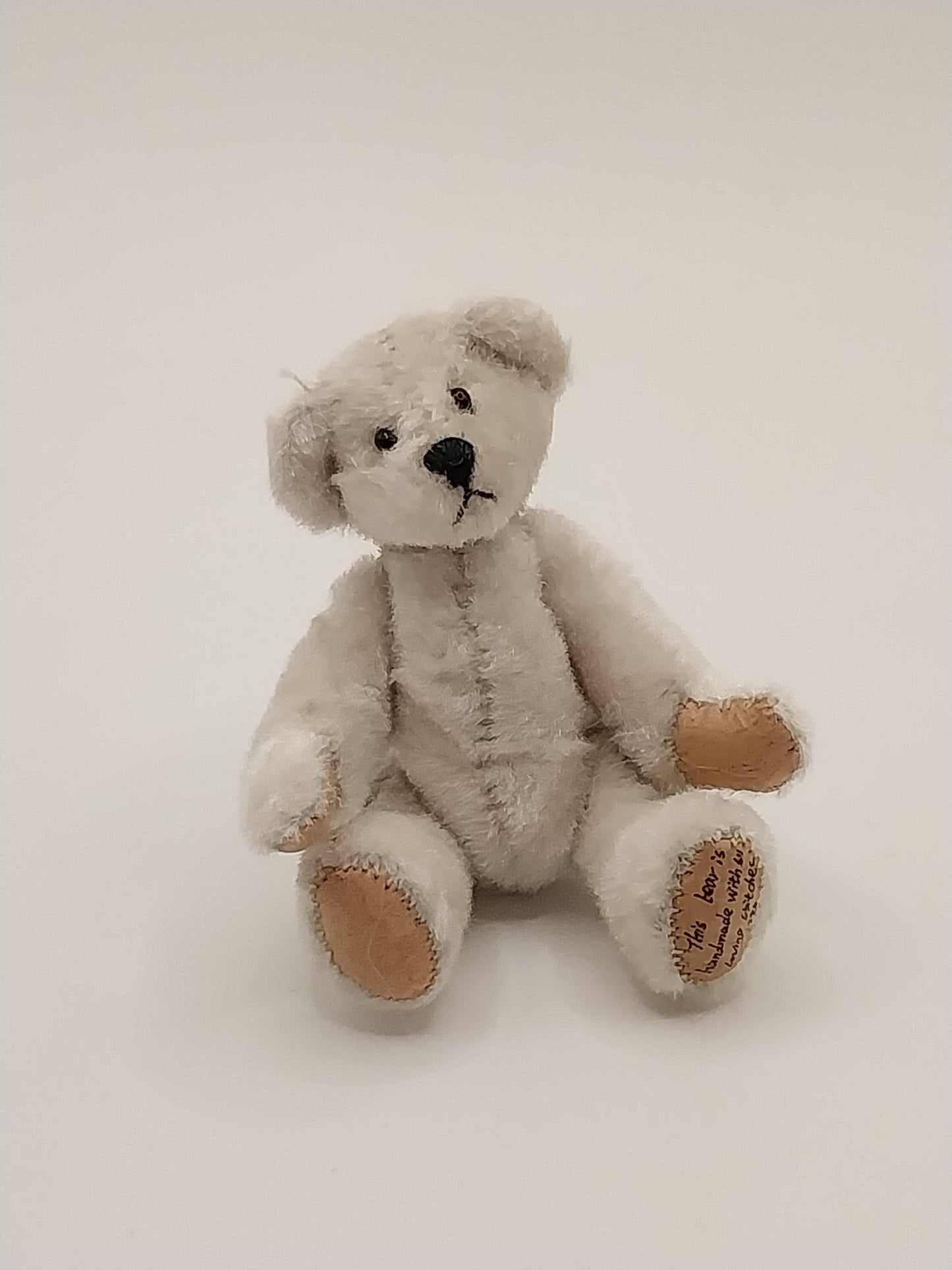 Teddy Bear With Leather Pads, Signed, White