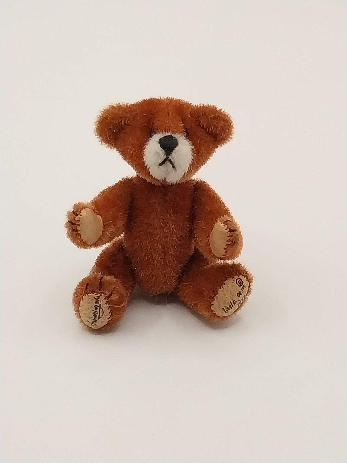 Teddy Bear With Leather Pads, Signed, Copper