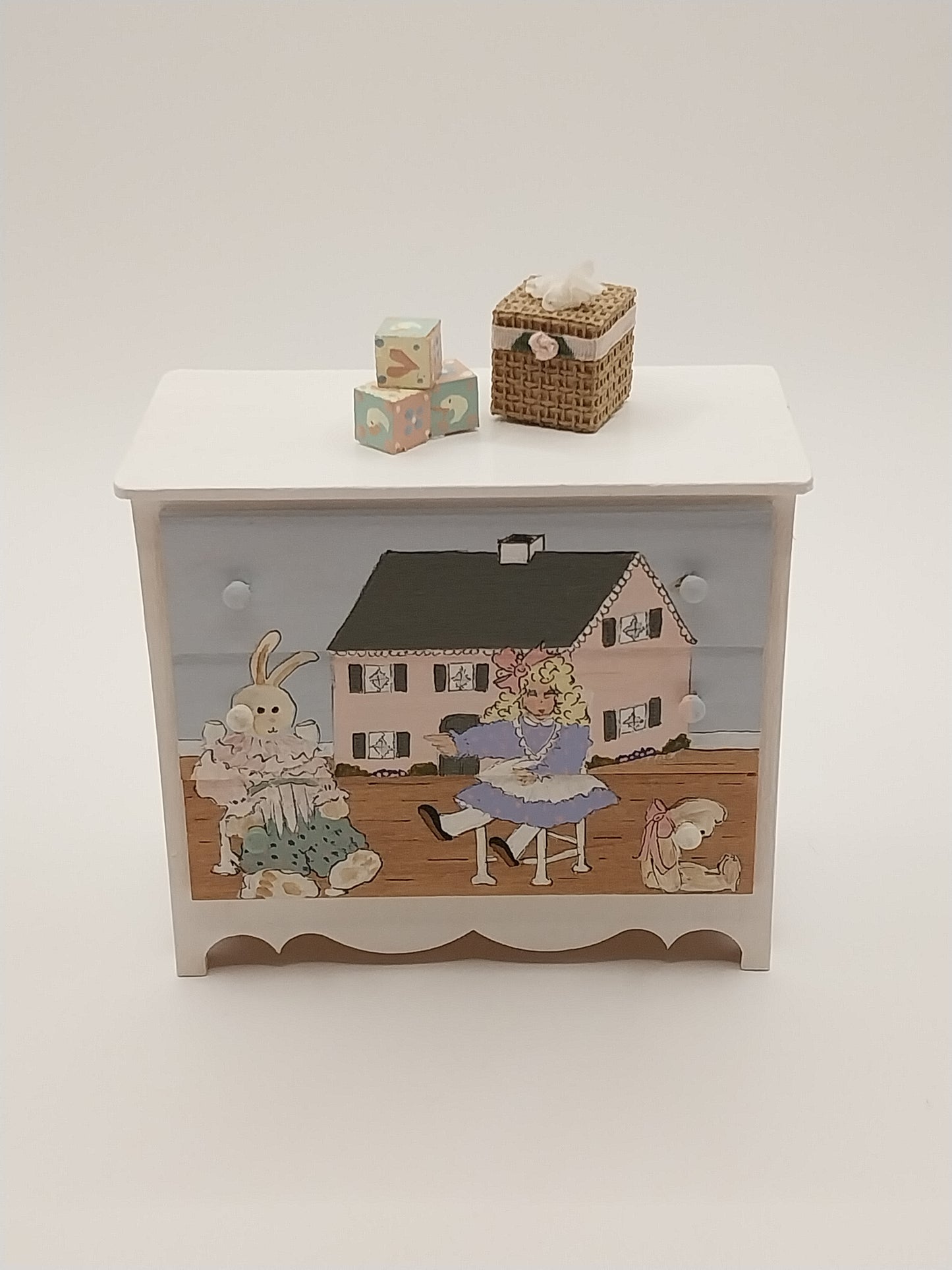 Girls Chest Of Drawers & Mirror, Handpainted