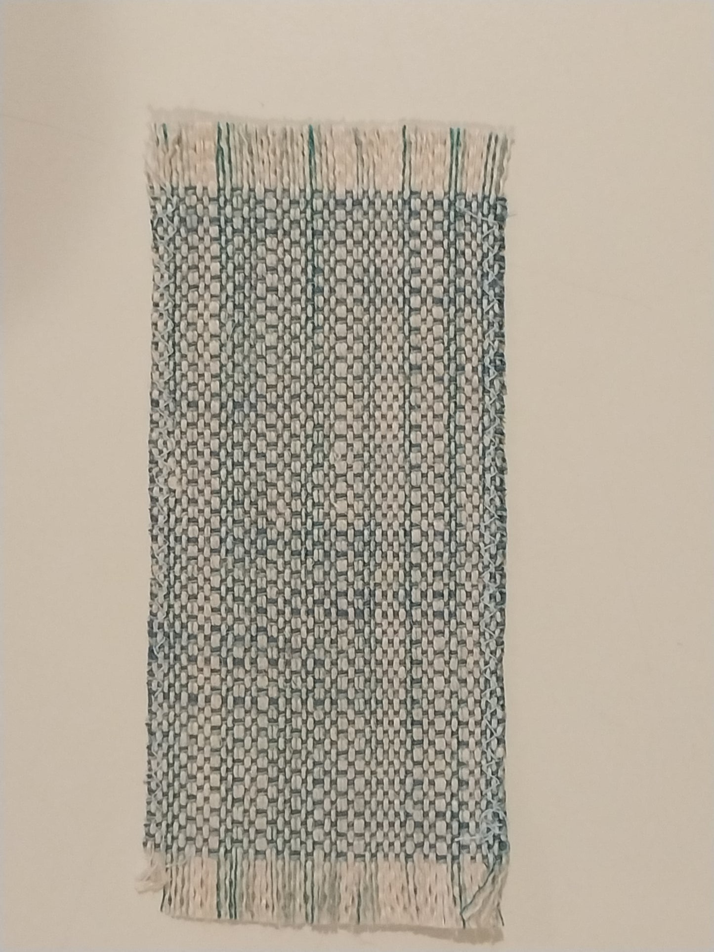 Small Rag Rug, Teal & Cream