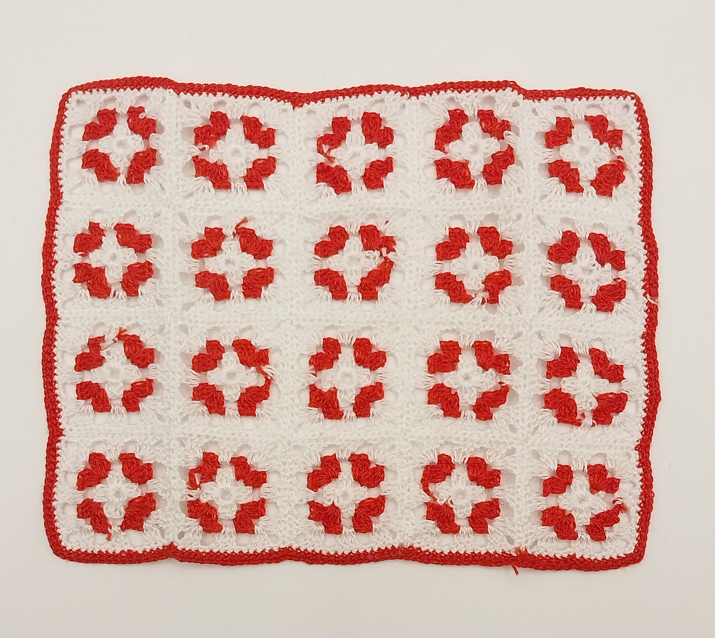 Crochet Afghan, Red & White