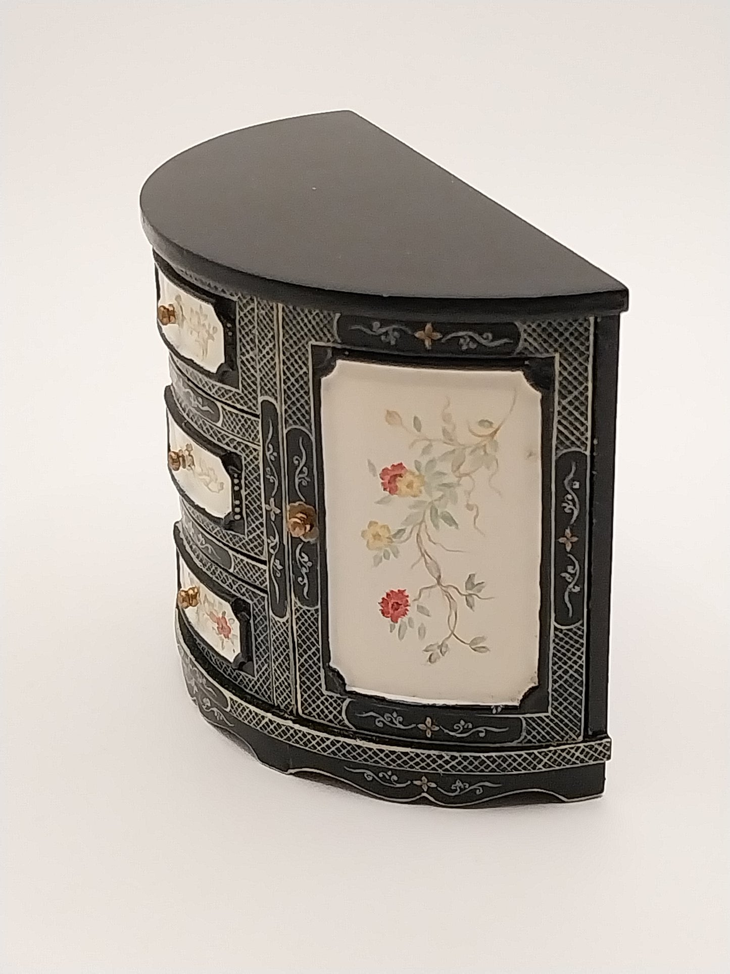 CPS0056, Semi Circular Credenza, Black, Handpainted