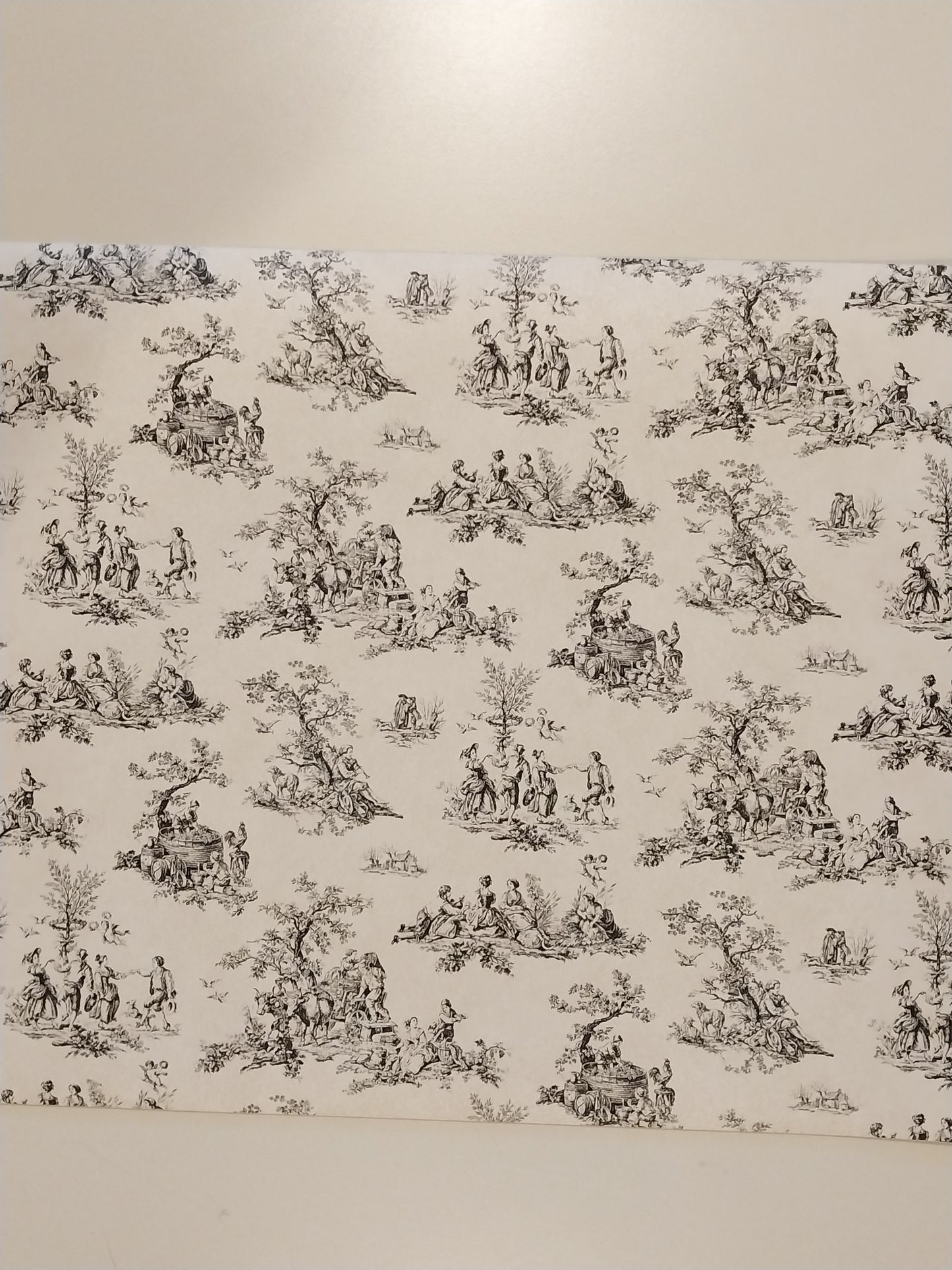 CRH1070, Toile Wallpaper, Black & Cream