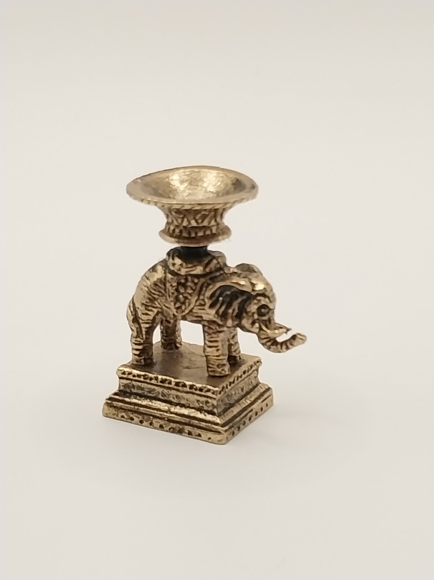 Bowl On Elephant Base, Antique Brass
