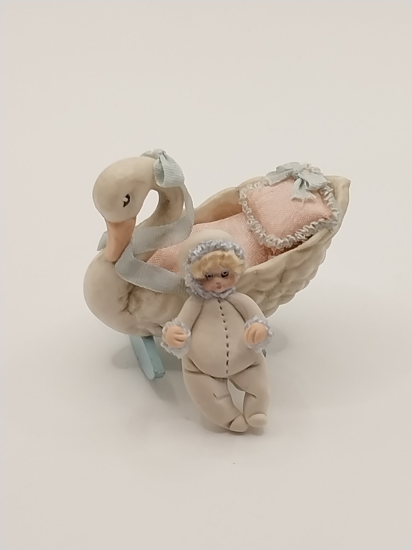 Swan Cradle & Baby For Doll In Dollhouse