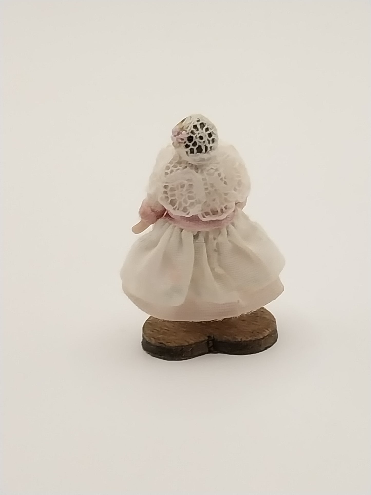 Wee Vintage Baby Doll, White Dress & Pink Trim