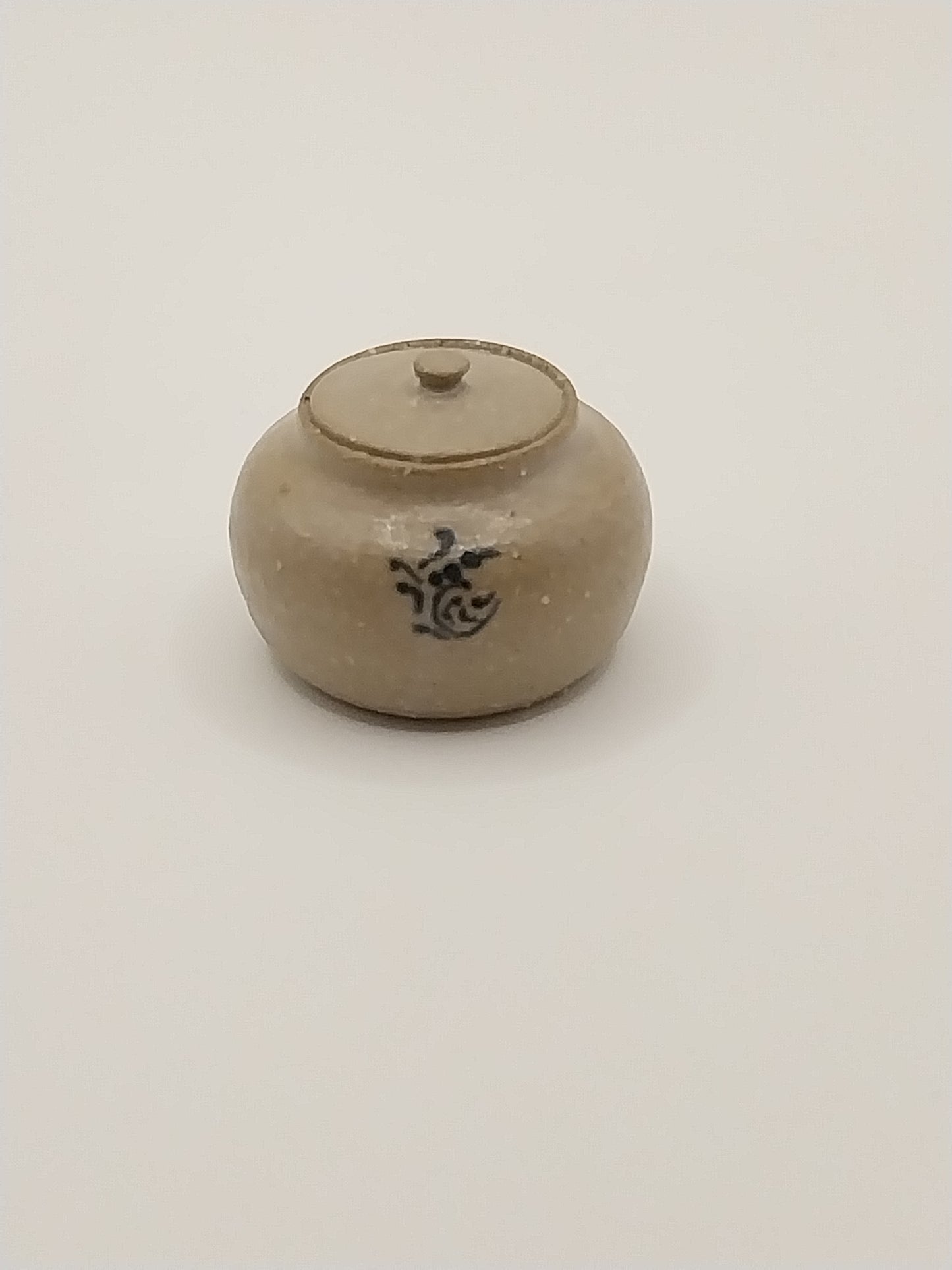 Stoneware Lidded Bowl With Cobalt Design
