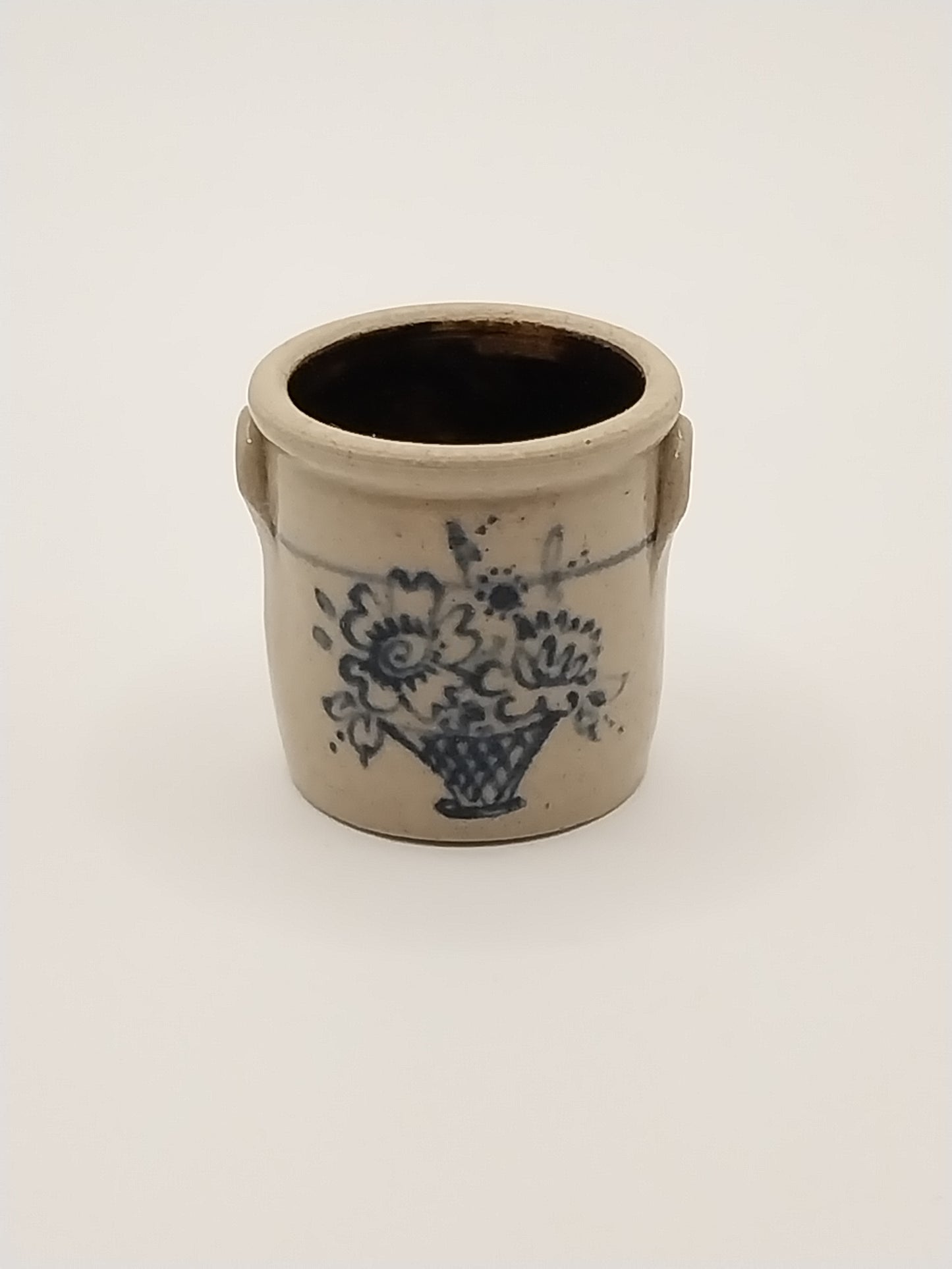 Stoneware Pickling Crock, Floral Basket
