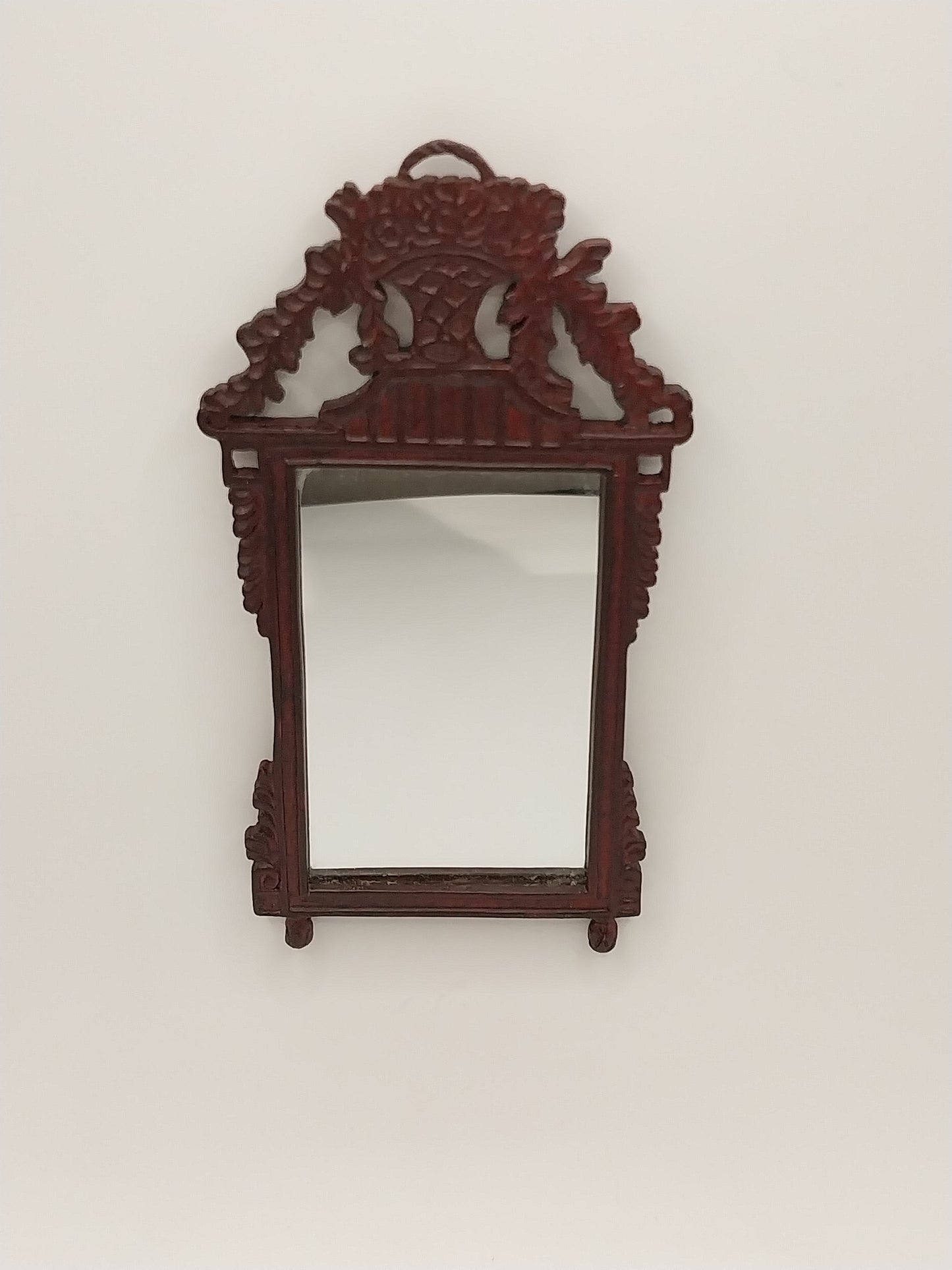 Ornate Mirror, Basket, Mahogany