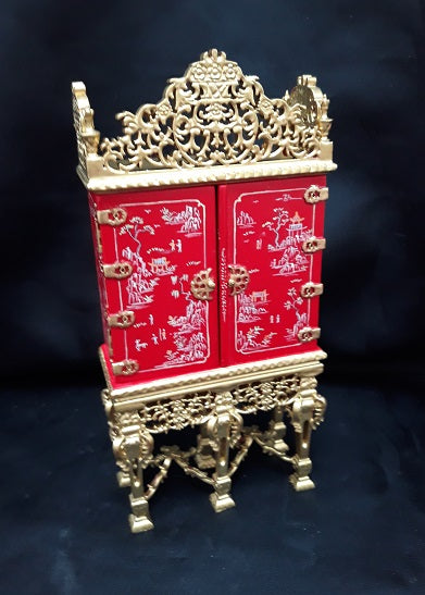 Armoire, Carved Red Chinoisere