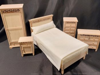 Twin Bedroom Set, 4pc, Unfinished
