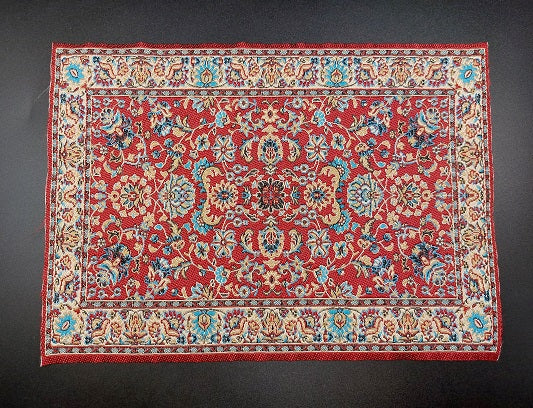 Oriental Rug, Rust Red, Gold, Blue
