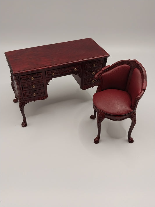 Ladies Double Sided Desk & Chair, Mahogany