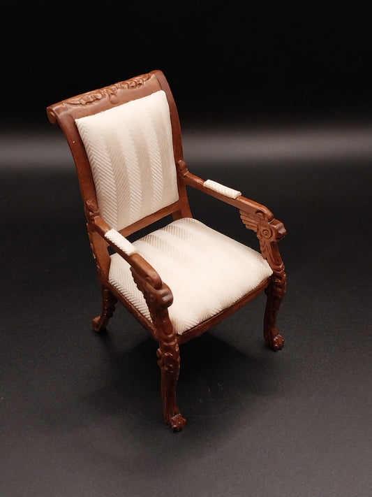 Carved Lion Arm Chair, NWN, Cream