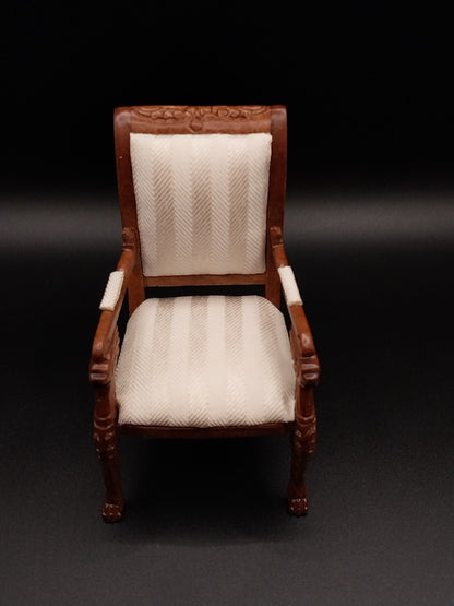 Carved Lion Arm Chair, NWN, Cream