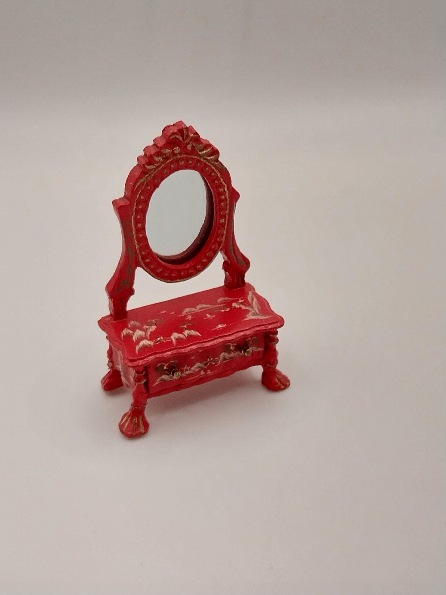 Blount Jewelry Box with Mirror, Red, Handpainted