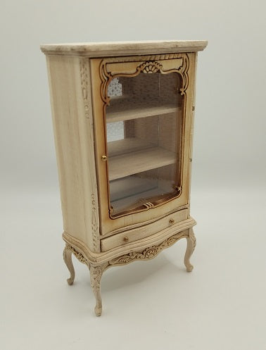 Display Cabinet on Carved Legs, Unfinished