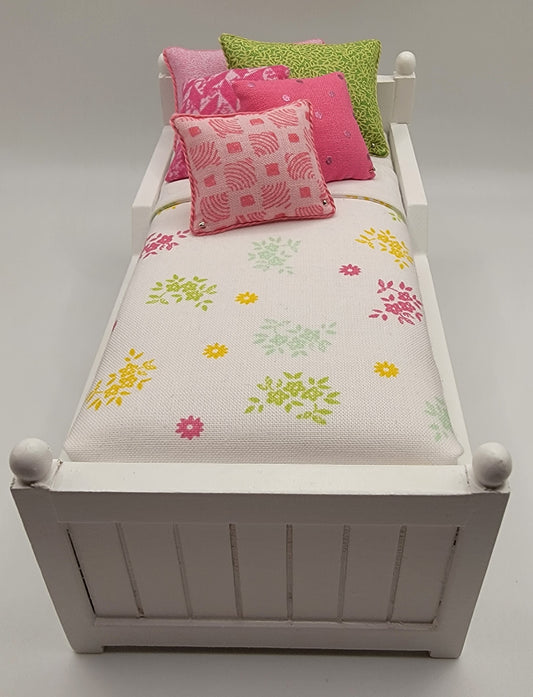 White Trundle Sgl Bed, Hot Pink & Lime Floral