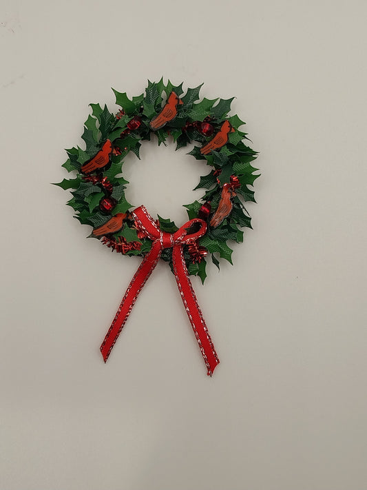 Christmas Holly Wreath with Cardinals