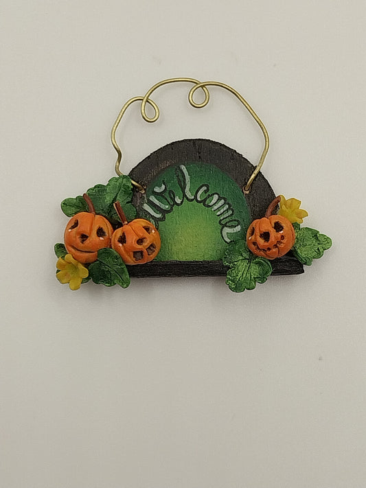 Welcome Sign with Pumkins, Handpainted