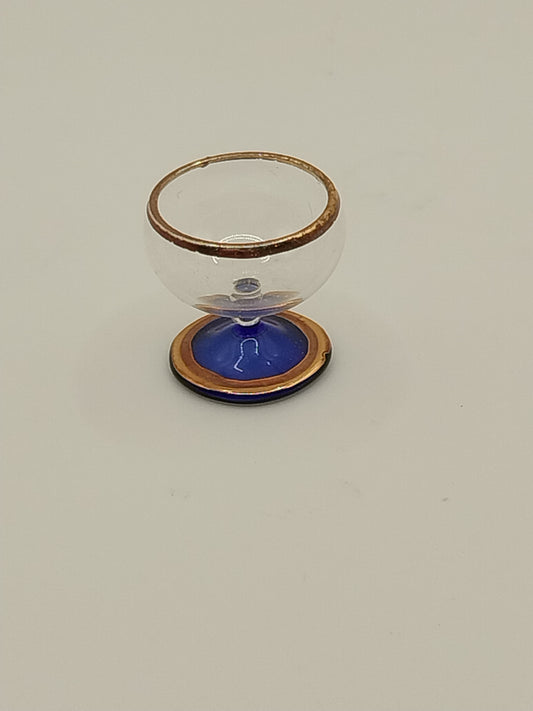 Compote, Clear with Gold and Blue Trim
