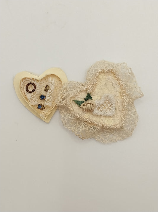 Ivory Lace Heart Jewelry Box with Jewelry