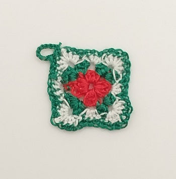 Pot Holder, Crochet, Green, Red, & White