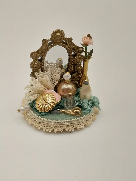 Victorian Dresser Set with Mirror & Rose