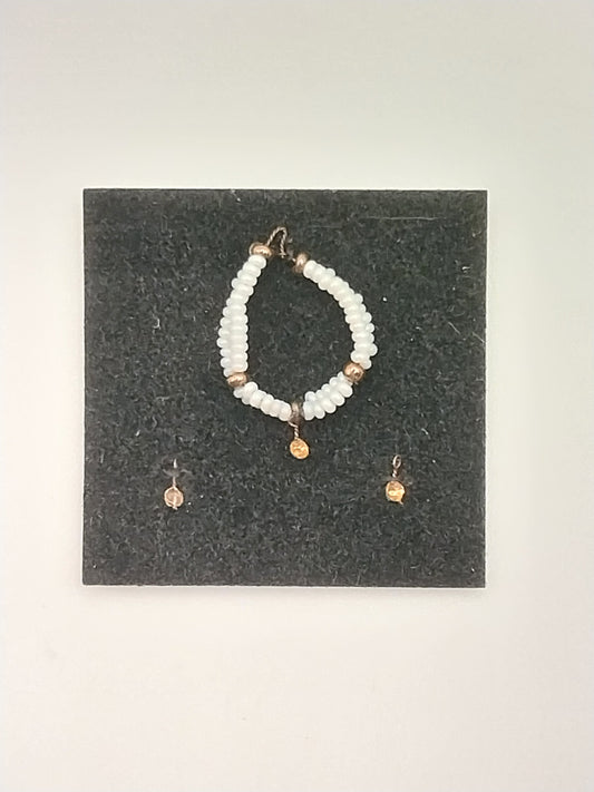 Necklace & Earrings, Pearl & Topaz Crystals