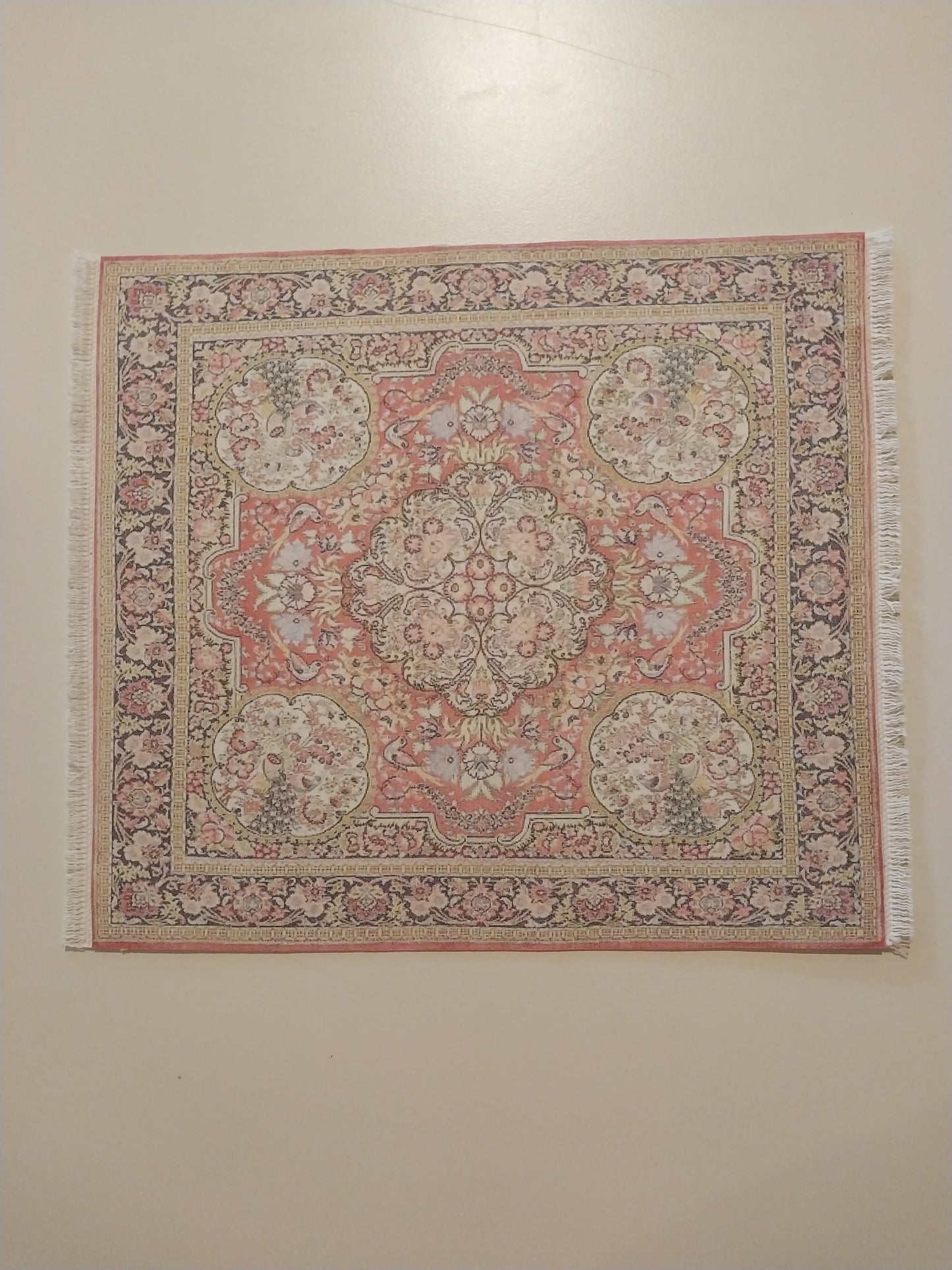 Rug, Square with Fringe, Pink/Lavender