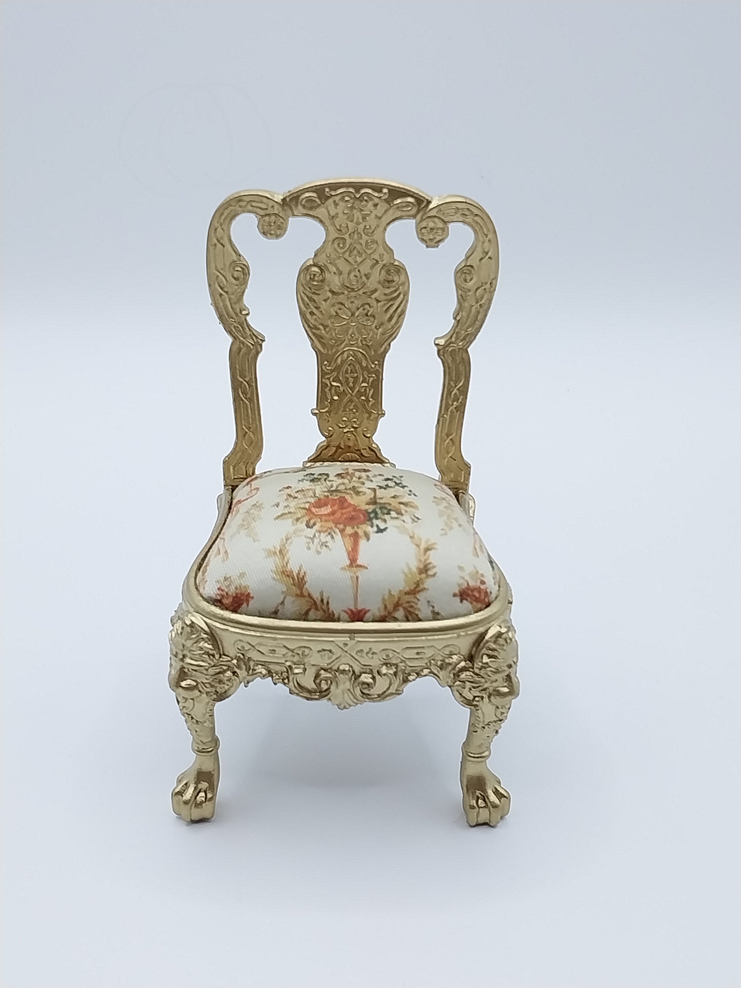 Windsor Side Chair, 22Kt Gilt, Deux Pigeon Fabric