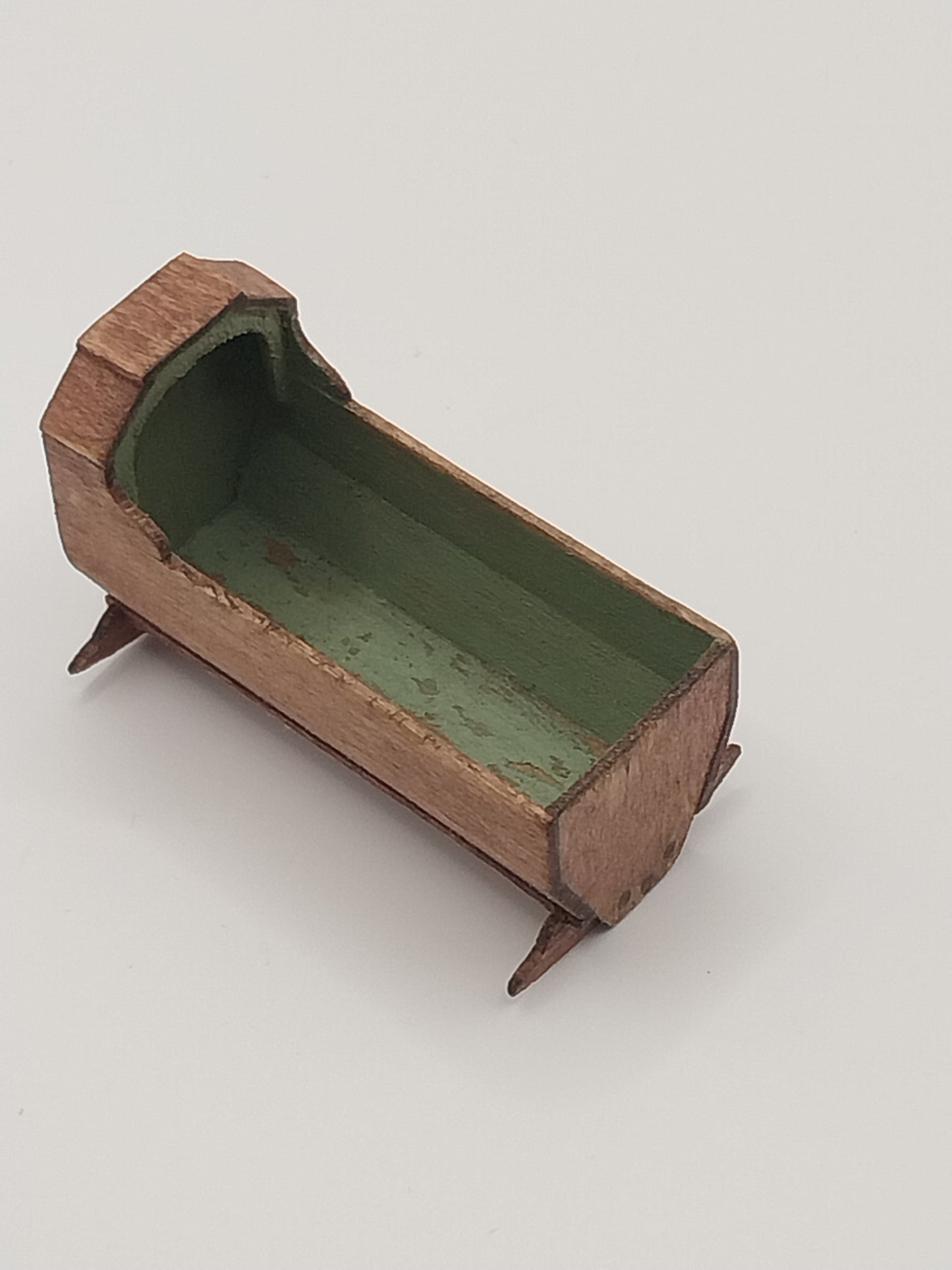 1/2" Scale Cradle, Walnut With Interior Distressed Green