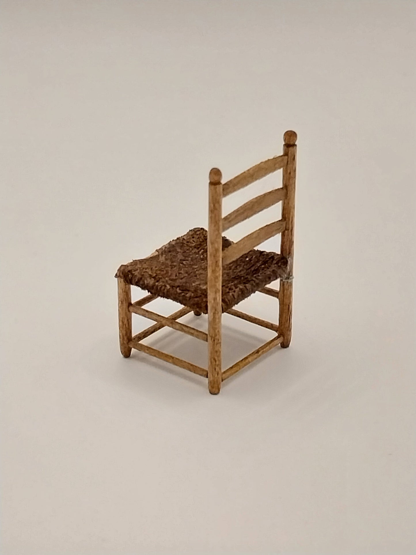 1/2" Scale Vintage Porch Chair With Leather Seat, Walnut