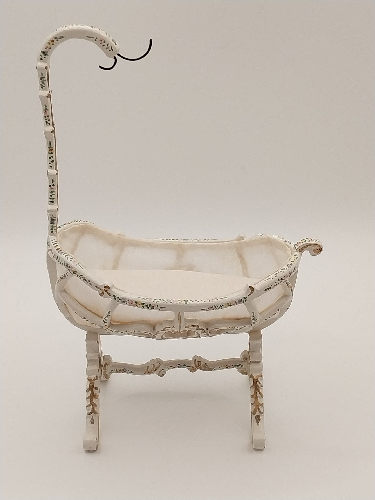 Cradle, White With Gold Trim, Handpainted
