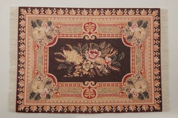 Rug, Medium, Pink, Peach & Black Floral