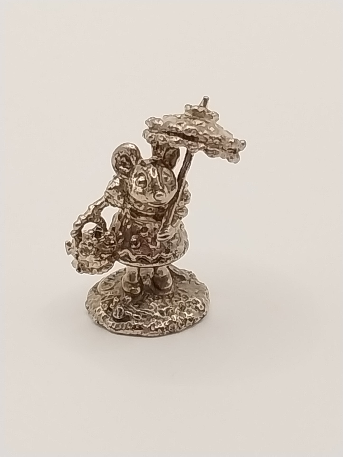 Parasol Mouse Figurine, Sterling Silver