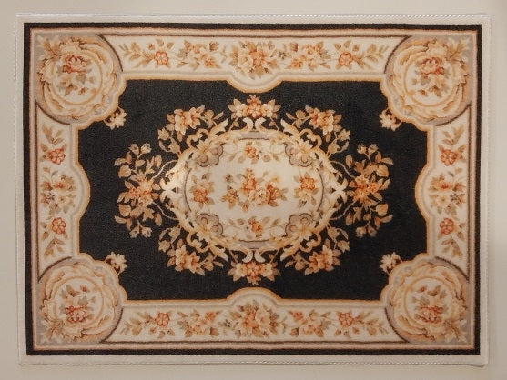 Rug, Black, Cream, Peach, Large