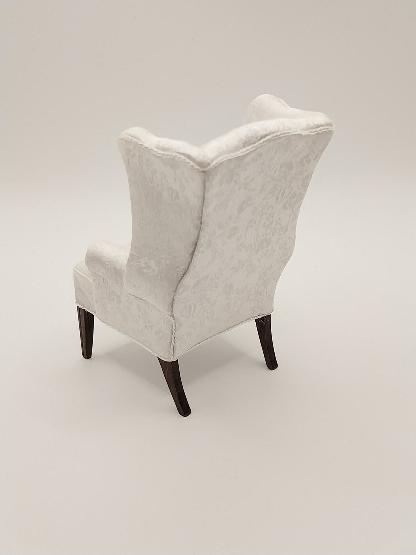 Ladies Wing Chair, White Brocade