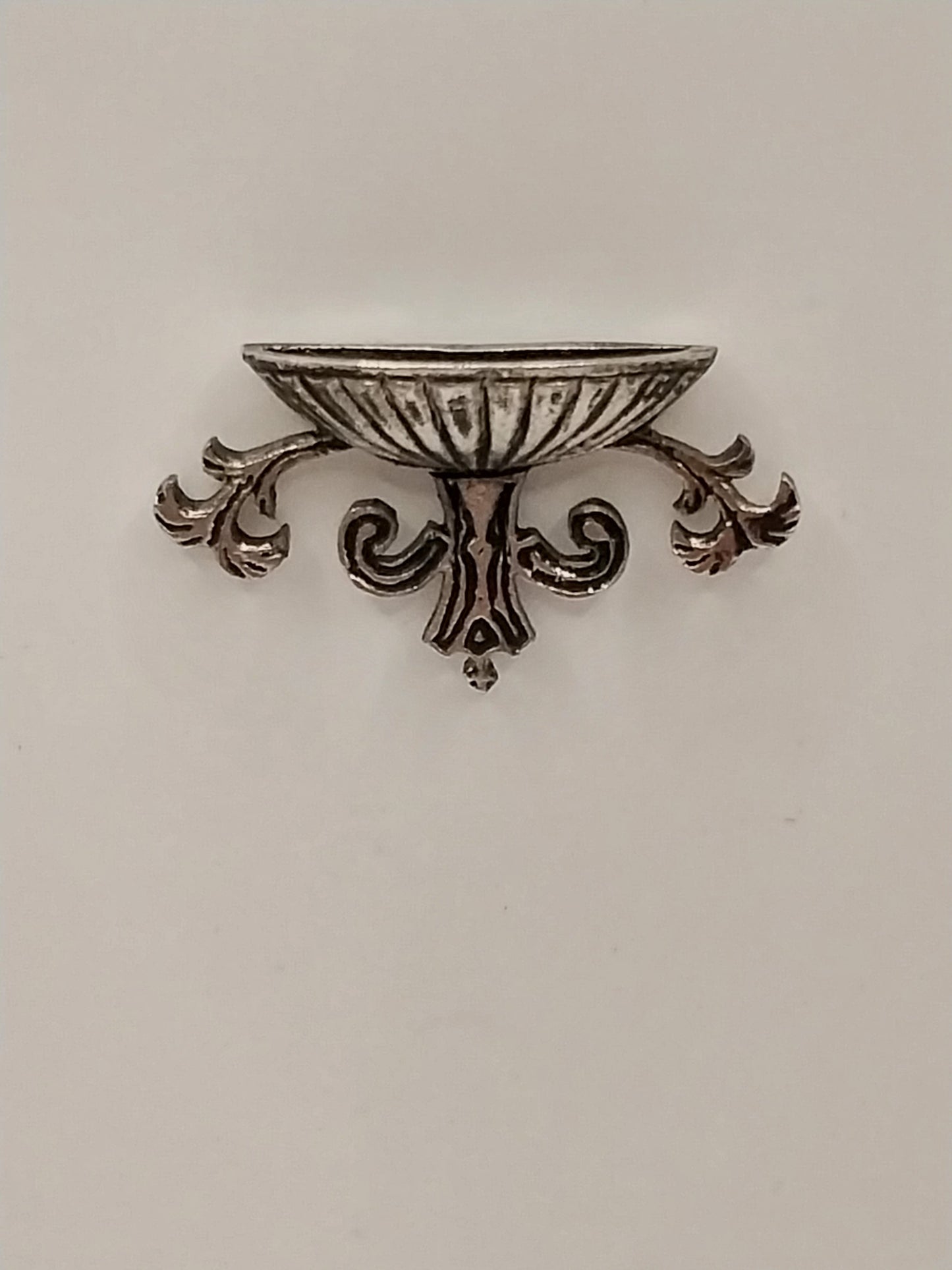 Wall Pocket Vase With Scroll Work, Silver